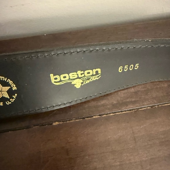 Boston Leather Patent Leather Garrison Belt Size 34 Black 1.75” Made USA main image 4
